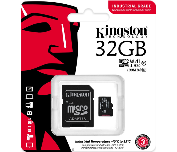 KINGSTON microSD klasy przemysłowej 32GB, 100/80MB/s + Adapter - 675819 - zdjęcie 5